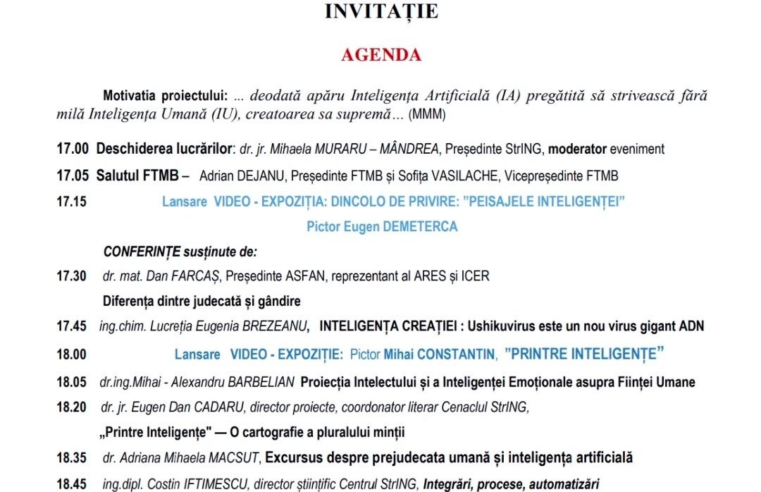 Printre inteligențe — o seară altfel, pe 8 mai 2026